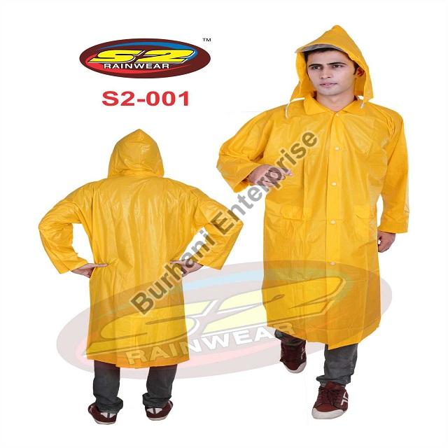 S2-001 PVC Yellow Rain Coat, Size : M, XXL