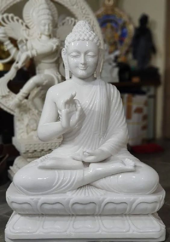 Polished Non Printed Buddha Marble Statue, Packaging Type : Thermocol Box