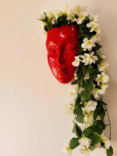 7 Inch Face Wall Planter, for Decoration, Color : Red
