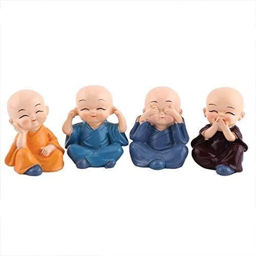 RVS Glossy Polyresin Baby Monk Statues Set, Size : 5cm