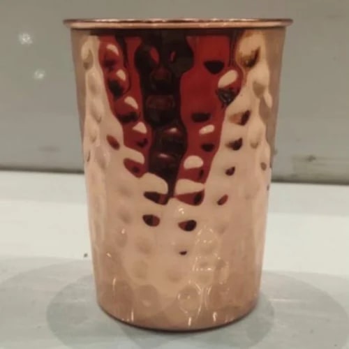 Cylindrical Hammered Copper Glass