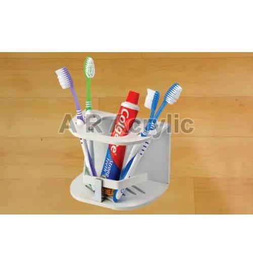 AR Plain B137 Acrylic Toothbrush Holder, Color : White