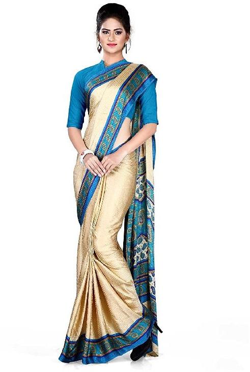 Checked Chiffon Uniform Saree, Feature : Comfortable, Easily Washable, Impeccable Finish