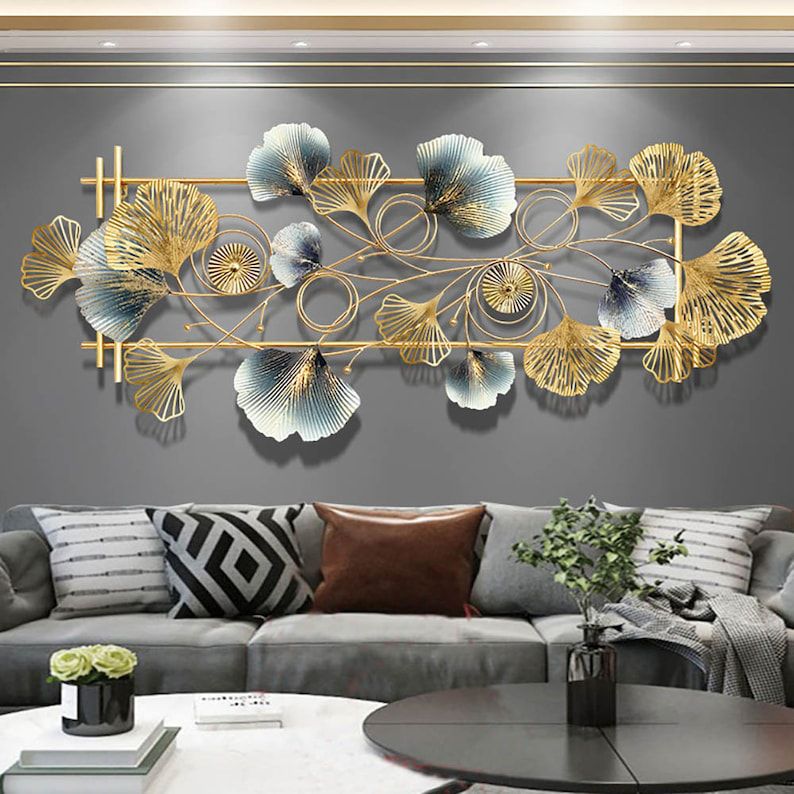 Golden Ginkgo Leaves Metal Wall Art, Style : Modern, Feature : Fine 