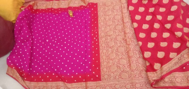  Unstitched Bandani Art Silk Saree, for Easy Wash, Dry Cleaning, Pattern : Printed