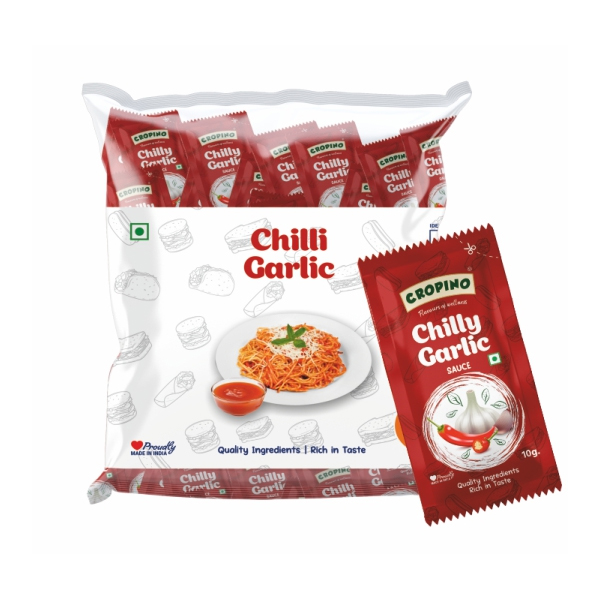 Cropino Chilly Garlic Sauces, Size : 10 Gm Pouch