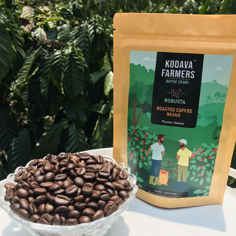 Kodava Farmers Robusta Roasted Coffee Beans, Packaging Type : Packet