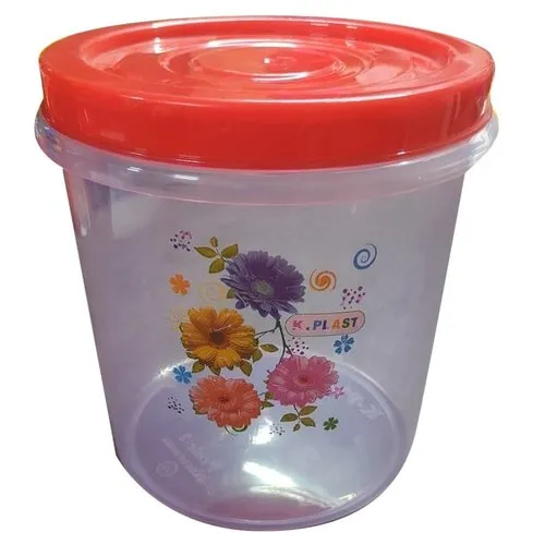 8 Inch Round Plastic Container, Color : Red, White - Kishan Plastic ...