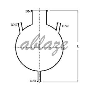 Three Neck Bottom Outlet Spherical Vessel