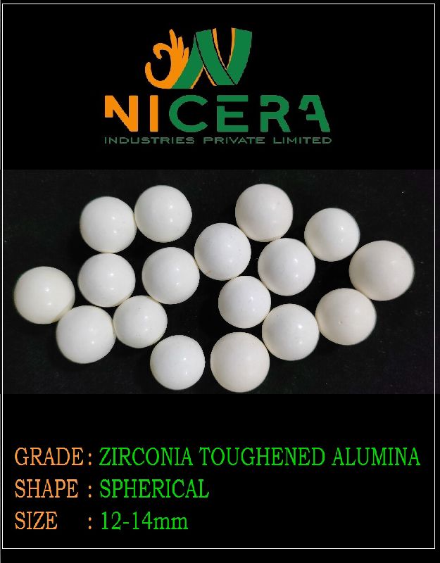 Round 12-14mm Zirconia Toughened Alumina Media, for Industry, Feature : Best Quality, Prefect Shape