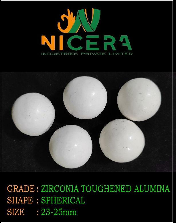 Round 23-25mm Zirconia Toughened Alumina Media, for Industry, Feature : Best Quality, Prefect Shape