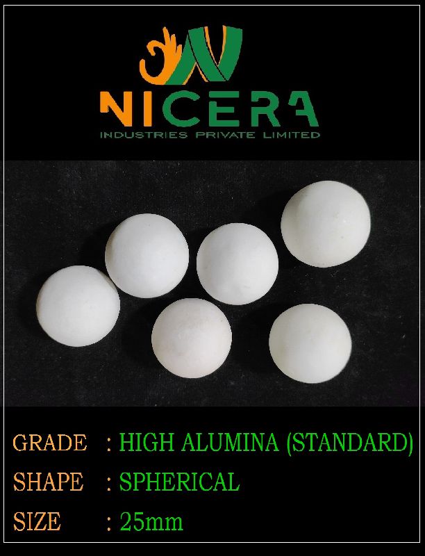 25mm High Alumina Ceramic Media, for Industry, Shape : Round