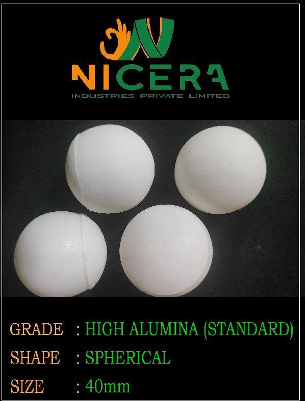 Round 40mm High Alumina Ceramic Media, for Industry, Feature : Best Quality, Prefect Shape