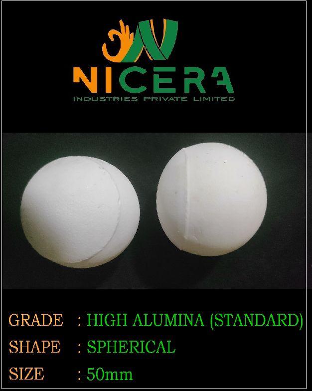Round 50mm High Alumina Ceramic Media, for Industry, Feature : Best Quality, Prefect Shape