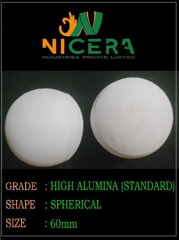 60mm High Alumina Ceramic Media, for Industry, Shape : Round