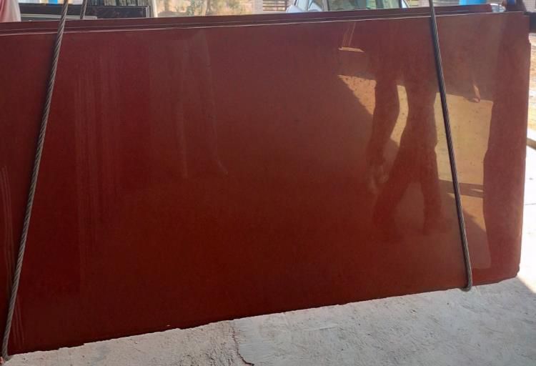 Polished Plain Lakha Red Granite Slab, Feature : Crack Resistance, Fine Finished