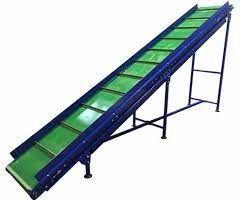 Polished Metal PVC Inclined Belt Conveyor, Color : Green