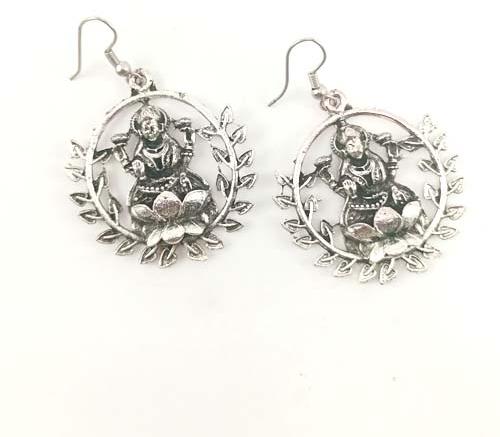 Drop alloy Oxidised lakshmi earrings, Size : Medium