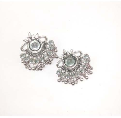 Metal Oxidised Earrings With Stone, Occasion : Weeding Wear, Party Wear, Casual Wear, Anniversary