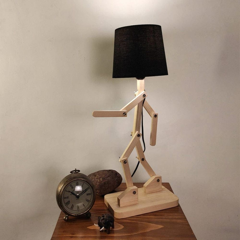 Playful Figurine Wooden Floor Lamp, for Lighting, Decoration, Home