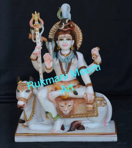 Polished White Marble Shiva Statue, Color : Multicolor - Rukmani Moorti ...