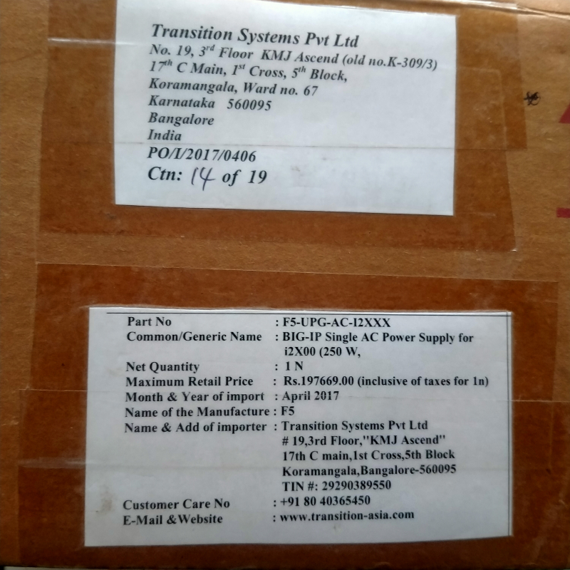F5 Bigip Single Ac Power Supply For I2x00 (250w) Simphonic, Chennai
