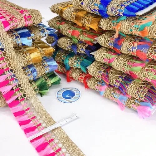 Polyester Decorative Tassel Fringes, Size : 46 mm