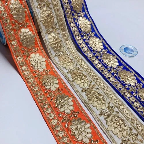 Lami Polyester Gota Embroidered Lace, for Garments