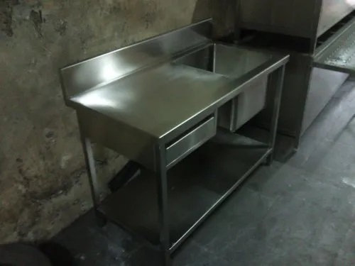 Commercial Stainless Steel Sink, Color : Silver