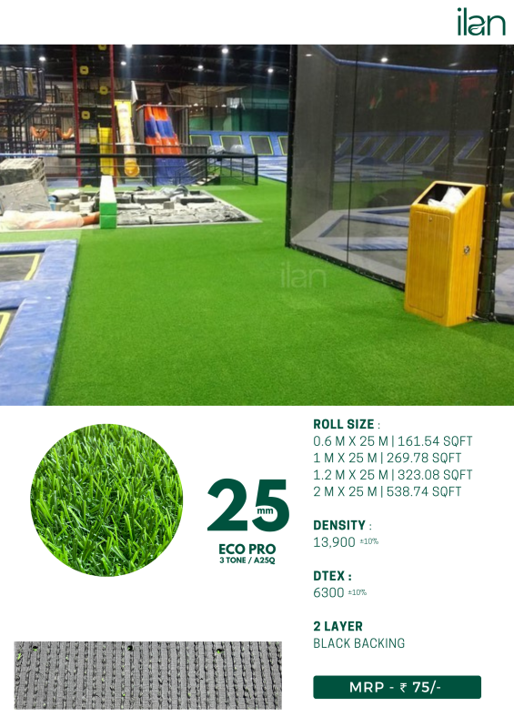 25 Mm Eco Pro Artificial Grass Size Multisize Feature Easily Washable Good Quality