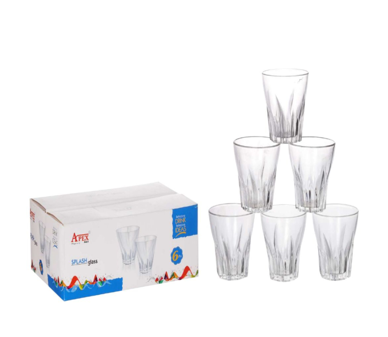 Apex Max Splash Drinking Glass Size Standard Feature Good Strength New Jai Shri Krishna 9859