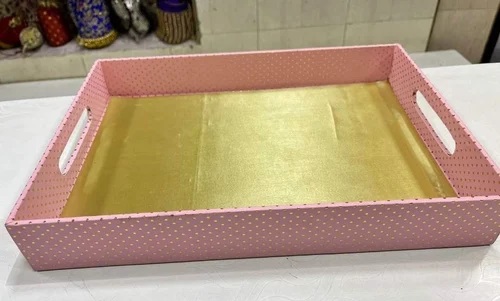 MDF Leather Tray, Color : Pink Golden