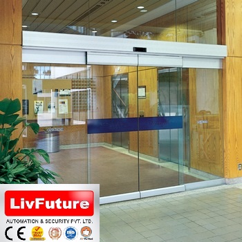 Polished Automatic Sliding Glass Door, for Home, Hotel, Office, Restaurant, Feature : Crack Proof