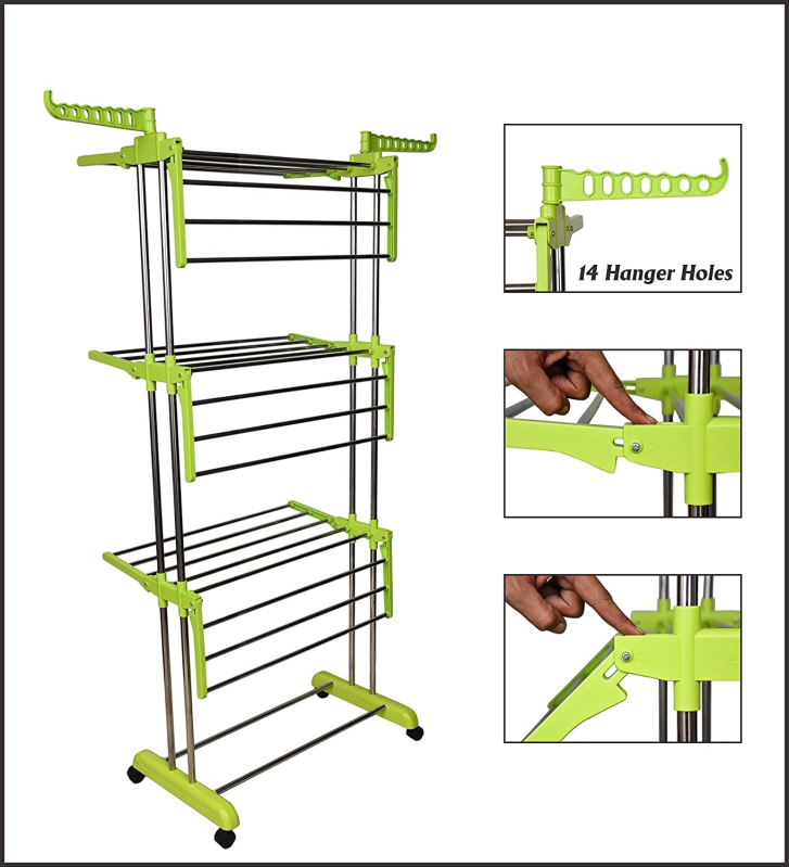 Multicolor Stainless Steel Cloth Drying Stand, Feature Easy To Move
