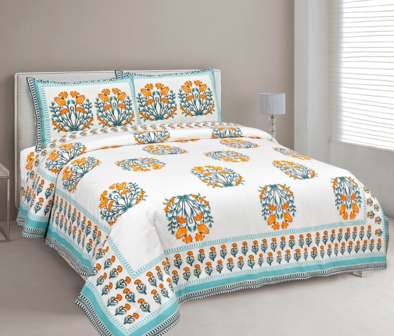 Saturn Trip Cotton Double Bed Sheets, For Picnic, Home, Hotel, Size