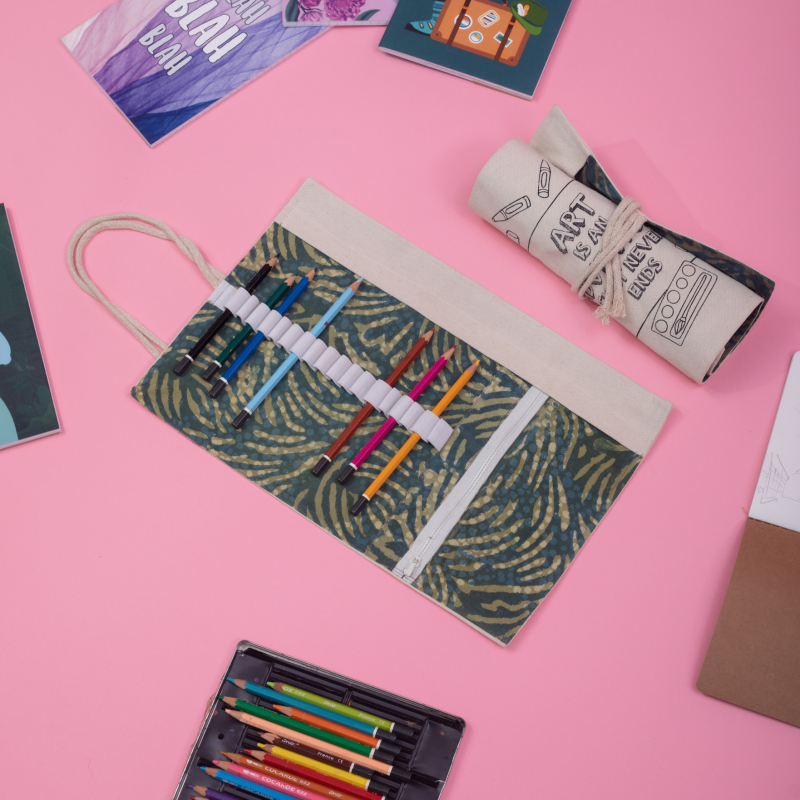 Cotton Canvas Roll Up Pouch, for Office Use, Travel Use, Size 4x4 at