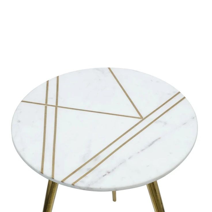 White marble with Brass inlay table top