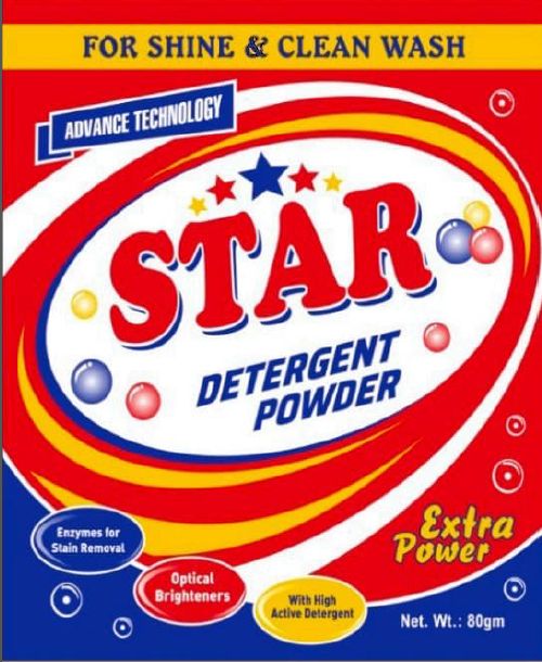 Star Detergent Powder, for Cloth Washing, Feature Remove Hard Stains