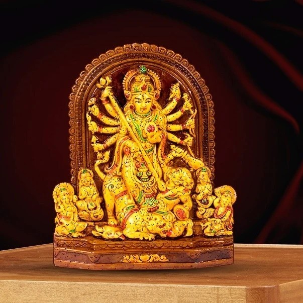 Handcrafted Terracotta Goddess Durga Idol, for Home, Hotel, House, Religious, Shop, Temple, Packaging Type : Carton Box