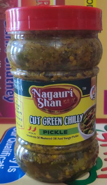 Nagauri Shan Cut Green Chilli Pickle, For Eating, Taste : Spicy
