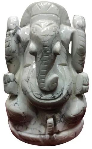 White Gemstone Ganesha Statue, Size : 4 inch