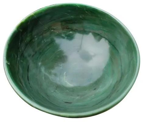 Round Green Gemstone Bowl, Size : 10 inch