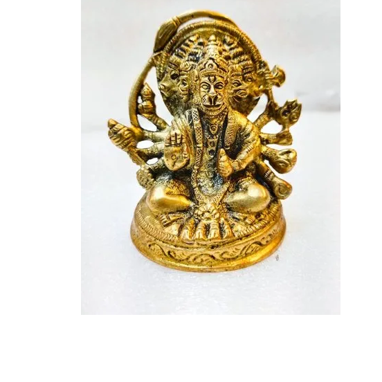 Golden Brass Panchmukhi Hanuman Statue, For Worship, Packaging Type ...