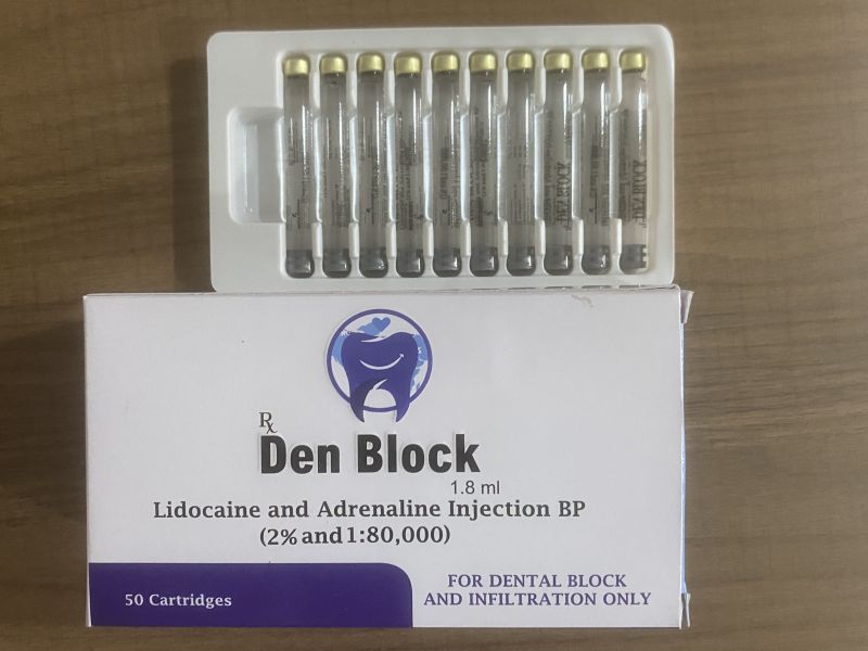 Lidocaine Adrenaline Injection, for Dental Treatment, Packaging Type : Glass