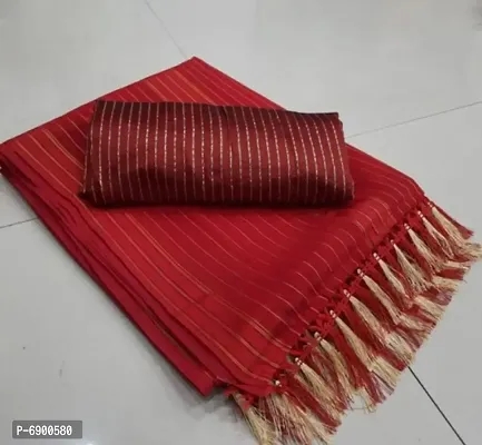 Red Pure Silk Saree, Pattern : Plain