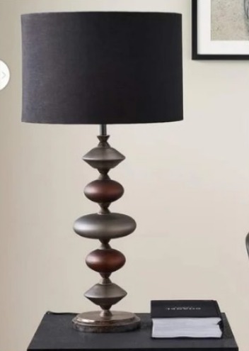 Brown Round Coated Mild Steel Fancy Table Lamp, for Restaurant, Office, Home, Pattern : Plain