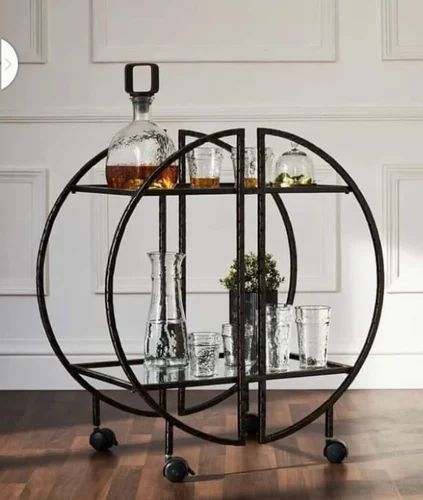 Brown Round Polished Restaurant Food Serving Trolley, for Hotels, Banquet, Wedding, Size : All Sizes