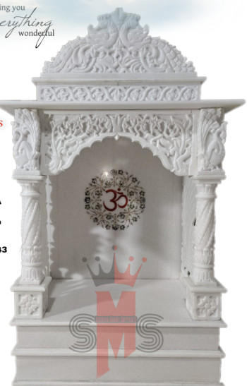 Makrana Polished White Marble Temple, For Home, Office, Size : Multisize