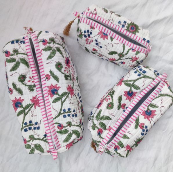 Cotton Block Print Makeup Bag at Rs 39.99 / Piece in Jaipur Mansoori