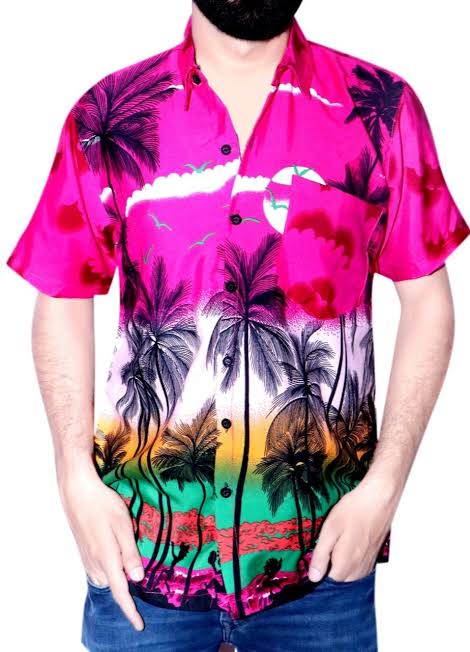 Ara India Printed Polyester Hawaiian beach shirts, Size : M, XL, XXL, XXXL